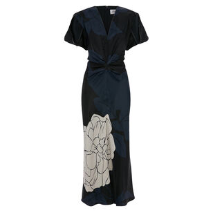 Eve Short Sleeve Gathered V-Neck Midi Dress
