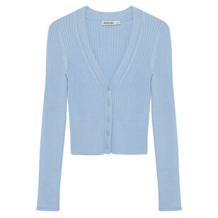 Ailany Long Sleeve Shrunken Rib Knit Cardigan