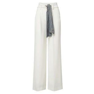 Tai Scarf-Belted High-Rise Wide-Leg Pant