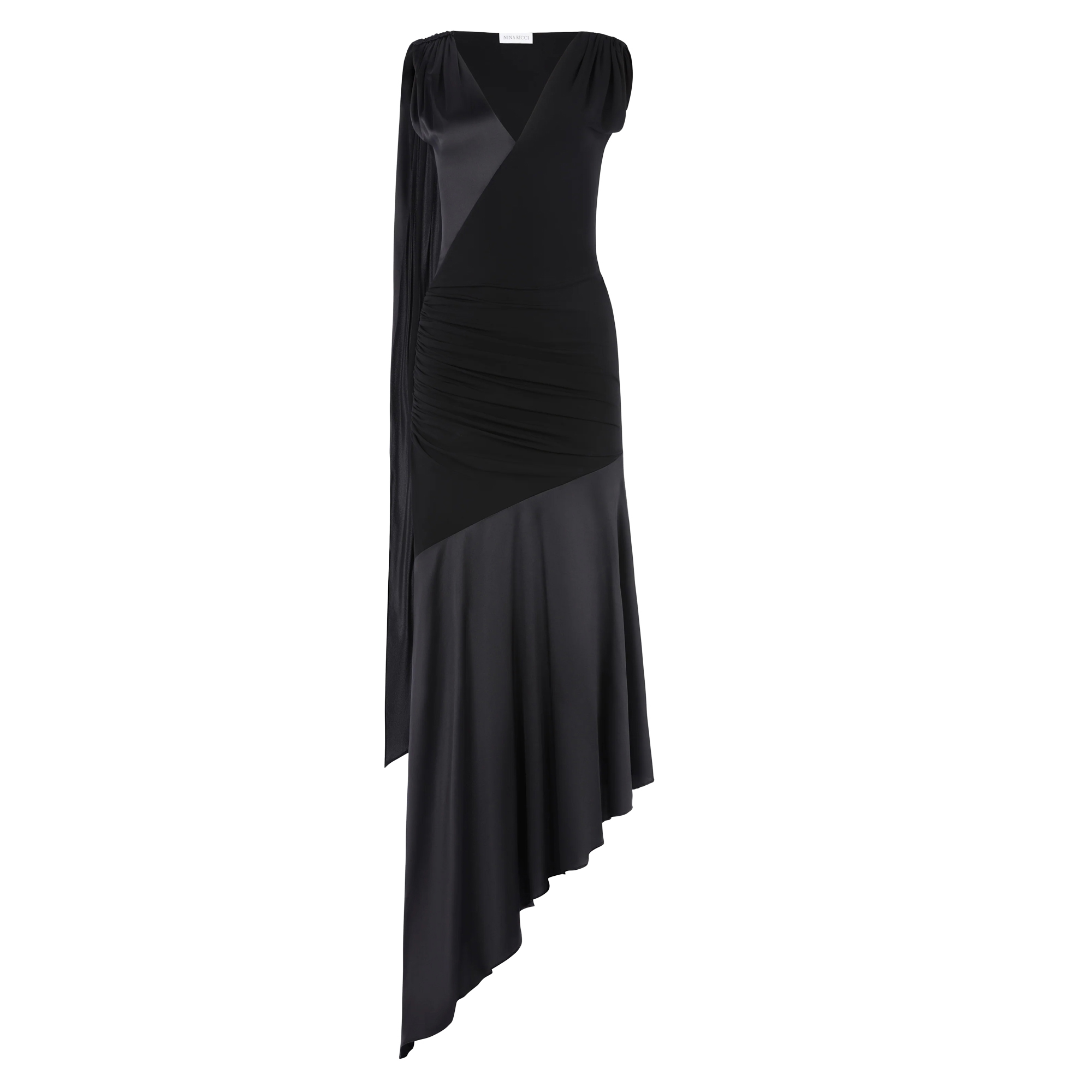 Sleeveless Asymmetrical Draped Midi Dress