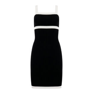 Contrasted Knit Sleeveless Mini Dress