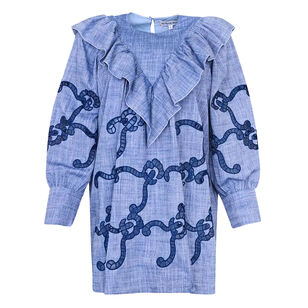 Azalea Ruffle Embroidered Long Sleeve Mini Dress