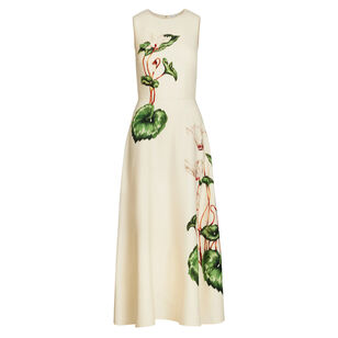 Sleeveless Cyclamen Wool Midi Length Day Dress
