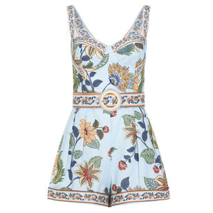 Sleeveless Floral Delhi Belted Romper
