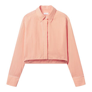 Maude Cropped Cotton Stripe Button-Up Top