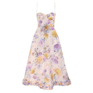 Luna Sleeveless Corset Ruffle Midi Dress