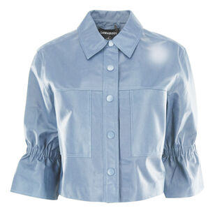 Carolina Leather Ruffle Sleeve Jacket