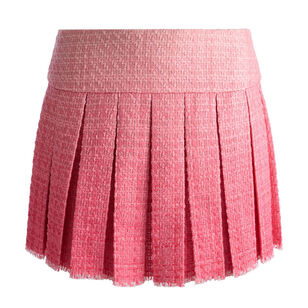 Emilie Frayed Tweed Pleated Mini Skirt