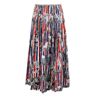 Pleated Printed Silk Twill Midi Skirt