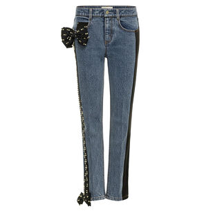 Lya Bow-Detail Straight-Leg Jeans