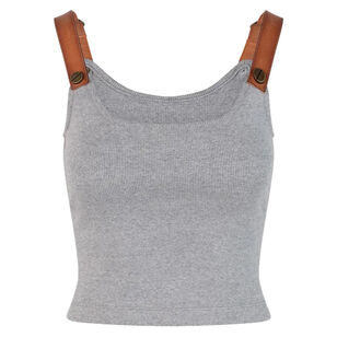 Leather Strap Cropped Tank Top