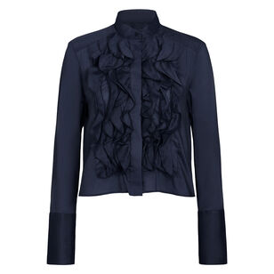 Patti Cropped Ruffle-Bib Blouse