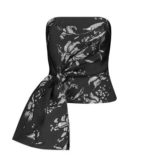 Strapless Metallic Floral Jacquard Top