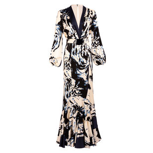 Remy Long Sleeve V-Neck Belted Maxi Dress