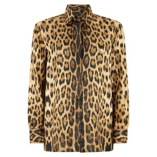Leopard Print Long Sleeve Button Down Blouse