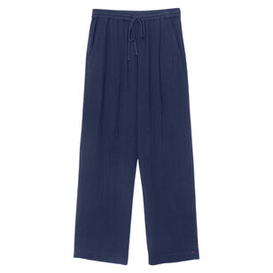 Devon Straight-Leg Cotton Gauze Pull-On Pant